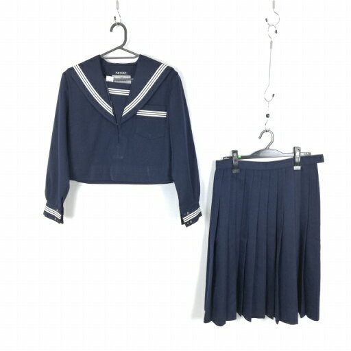 セーラー服 スカート 上下2点セット 冬物 白3本線 女子 学生服 中学 高校 紺 制服 中古 ランクC NA3080 セーラー服 スカート 上下2点セット 冬物 白3本線 女子 学生服 中学 高校 紺 制服 中古 ランクC NA3080
