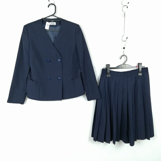 イートン スカート 上下2点セット 160A カンコー 冬物 女子 学生服 中学 高校 紺 制服 中古 ランクC NA9560