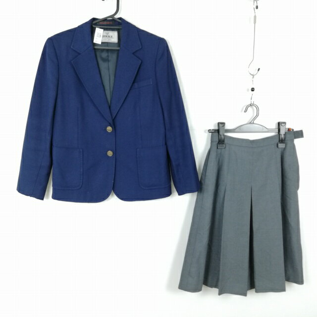 ブレザー スカート 上下2点セット 冬物 女子 学生服 大阪守口市立第二中学 紺 制服 中古 ランクC NA9562