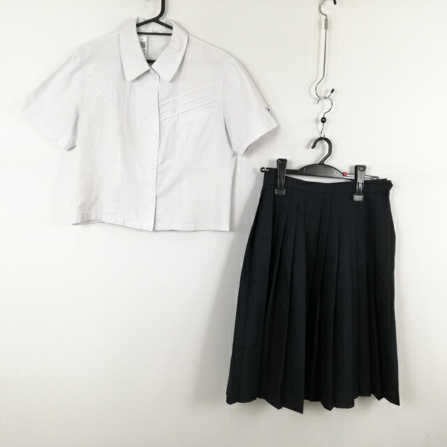 ブラウス スカート 上下2点セット L トンボ 夏物 女子 学生服 鹿児島錦江湾高校 白 制服 中古 ランクC NA9582