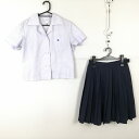 ブラウス スカート 上下2点セット L 大きいサイズ 夏物 女子 学生服 兵庫姫路西高校 白 制服 中古 ランクC NA9591