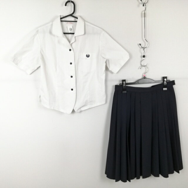 ブラウス スカート 上下2点セット カンコー 夏物 女子 学生服 兵庫姫路東中学 白 制服 中古 ランクC NA9593
