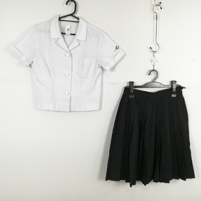 ブラウス スカート 上下2点セット M 夏物 女子 学生服 宮崎商業高校 白 制服 中古 ランクC NA9605