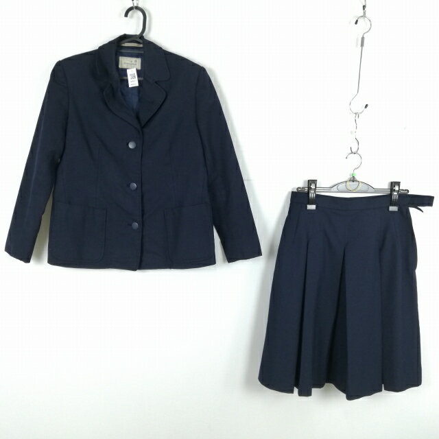 ブレザー スカート 上下2点セット 冬物 女子 学生服 中学 高校 紺 制服 中古 ランクC NA9612