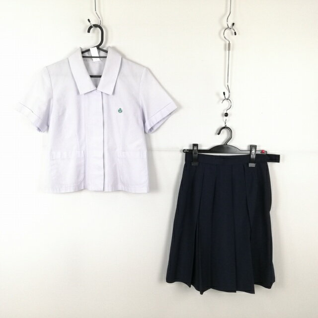 ブラウス スカート 上下2点セット 富士ヨット 夏物 女子 学生服 兵庫飾磨高校 白 制服 中古 ランクC NA9858