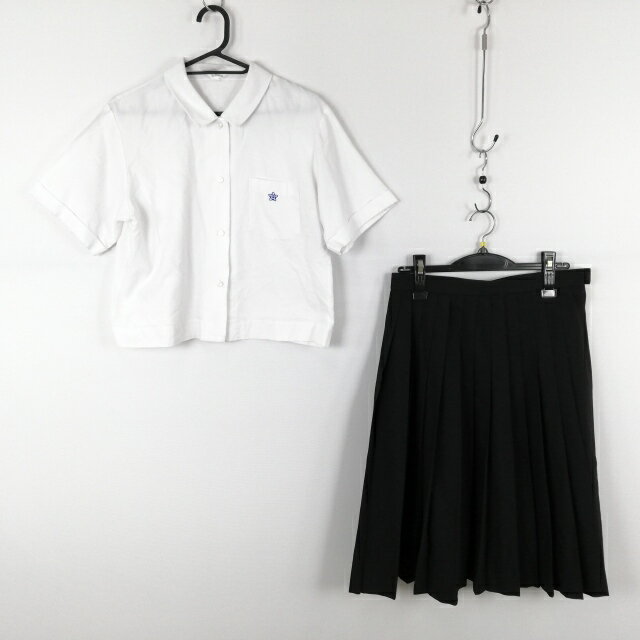 ブラウス スカート 上下2点セット 大きいサイズ 夏物 女子 学生服 中学 高校 白 制服 中古 ランクB EY0522