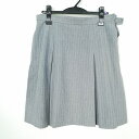 スクールスカート 大きいサイズ 夏物 w75-丈55 ストライプ 兵庫姫路女学院中学高校 プリーツ 学生服 制服 女子 中古 HK4215