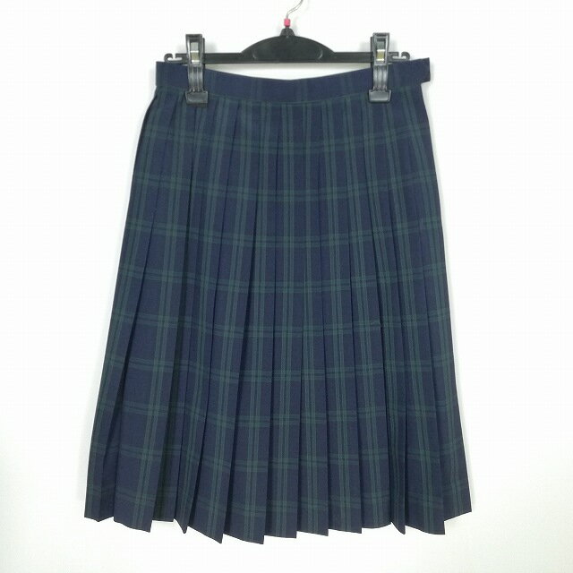 スクールスカート 夏物 w63-丈63 チェック 中学 高校 プリーツ 学生服 制服 女子 中古 HK4236