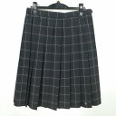 スクールスカート 夏物 w69-丈59 チェック 神奈川日本大学藤沢高校 プリーツ 学生服 制服 女子 中古 HK4242