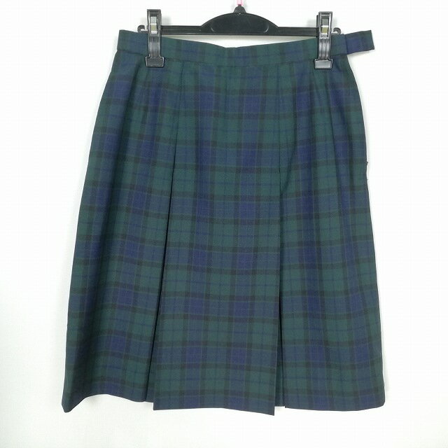 スクールスカート 大きいサイズ 夏物 w72-丈60 チェック 中学 高校 プリーツ 学生服 制服 女子 中古 HK4244