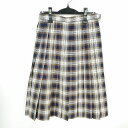 スクールスカート 夏物 w63-丈62 チェック 中学 高校 プリーツ 学生服 制服 女子 中古 HK4245