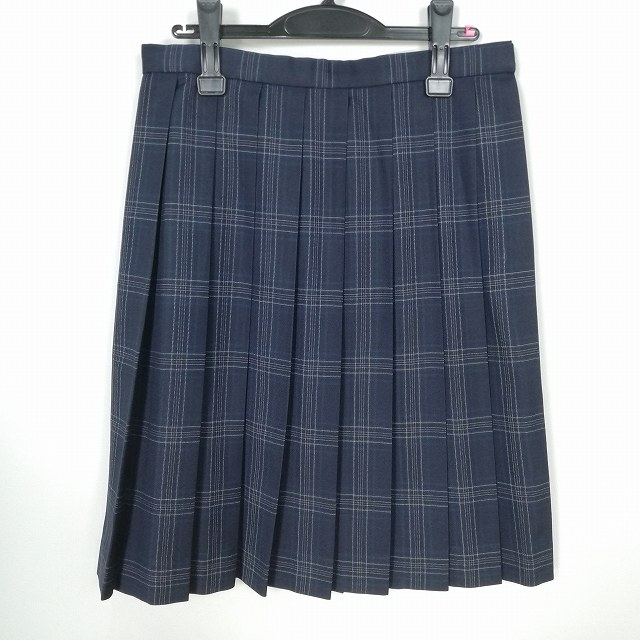 スクールスカート 大きいサイズ 冬物 w72-丈60 チェック 中学 高校 プリーツ 学生服 制服 女子 中古 HK4256