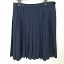 スクールスカート 冬物 w66-丈56 紺 中学 高校 プリーツ 学生服 制服 女子 中古 HK4341