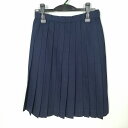 スクールスカート 冬物 w66-丈63 紺 中学 高校 プリーツ 学生服 制服 女子 中古 HK4342