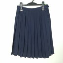 スクールスカート 夏物 w66-丈62 紺 中学 高校 プリーツ 学生服 制服 女子 中古 HK4357