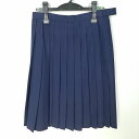 スクールスカート 夏物 w66-丈61 紺 千葉畑沢中学 プリーツ 学生服 制服 女子 中古 HK4358
