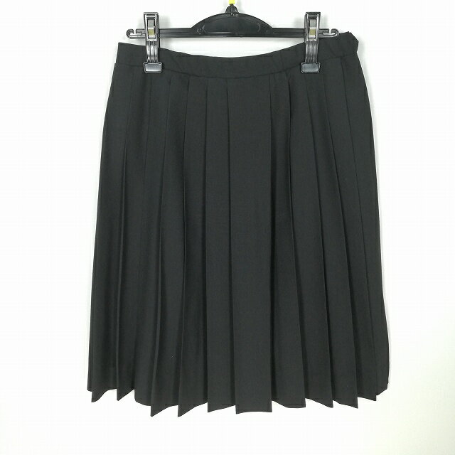 スクールスカート 夏物 w69-丈62 黒 中学 高校 プリーツ 学生服 制服 女子 中古 HK4361