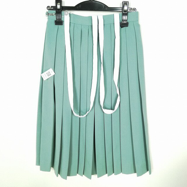 スクールスカート 夏物 w63-丈65 グレー 中学 高校 プリーツ 学生服 制服 女子 中古 HK8417