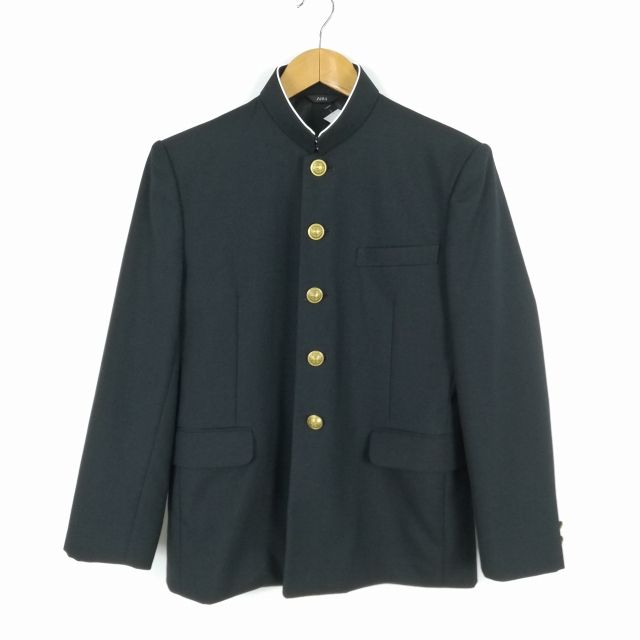 学生服 学ラン 160A 男子 上着 ウール混 東京日本大学第三中学 学校指定制服 ラウンドカラー サージ 黒 中古 ランクB a3 JJ5834