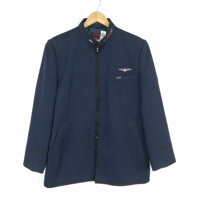 学生服 学ラン 男子 上着 丸洗い可 ウール混 日本航空高校 学校指定制服 詰襟 カシドス 紺 中古 ランクC a3 JJ5840