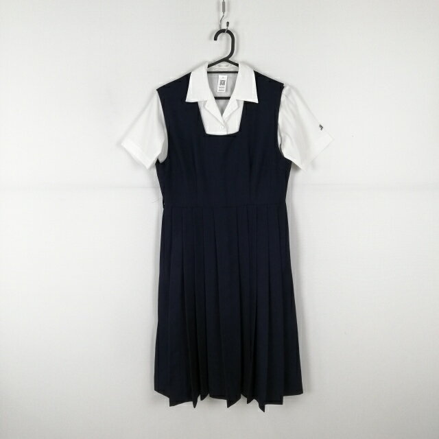 ジャンパースカート バスト92 ウエスト74 冬物 女子 学生服 中学 高校 紺 制服 中古 ランクC NA0804