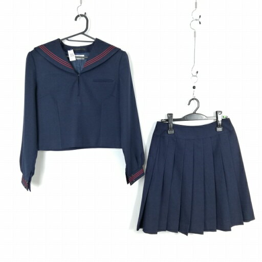セーラー服 スカート 上下2点セット 165A カンコー 冬物 赤3本線 女子 学生服 中学 高校 紺 制服 中古 ランクB NA4815 セーラー服 スカート 上下2点セット 165A カンコー 冬物 赤3本線 女子 学生服 中学 高校 紺 制服 中古 ランクB NA4815