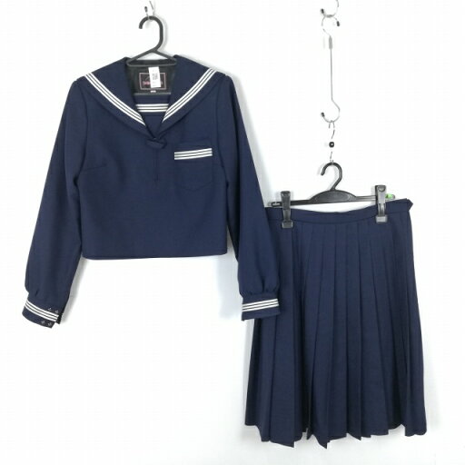 セーラー服 スカート 上下2点セット 大きいサイズ 冬物 白3本線 女子 学生服 中学 高校 紺 制服 中古 ランクC NA6712 セーラー服 スカート 上下2点セット 大きいサイズ 冬物 白3本線 女子 学生服 中学 高校 紺 制服 中古 ランクC NA6712