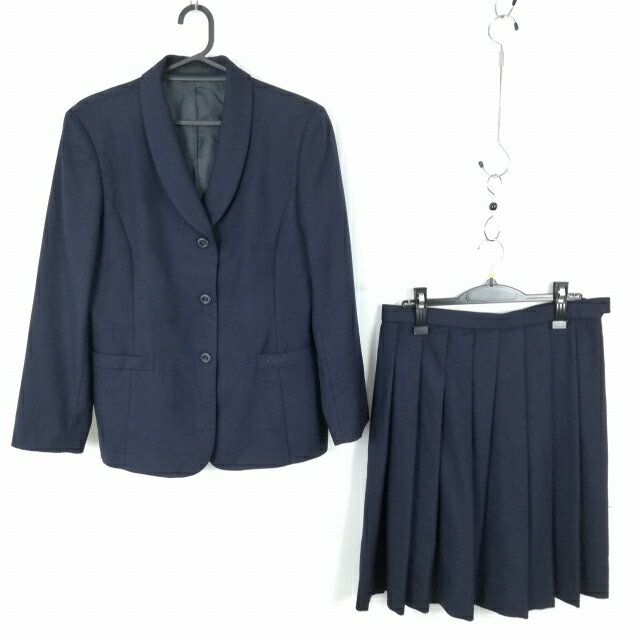 ブレザー ベスト スカート 上下3点セット 170A 大きいサイズ 冬物 女子 学生服 中学 高校 紺 制服 中古 ランクC NA9695