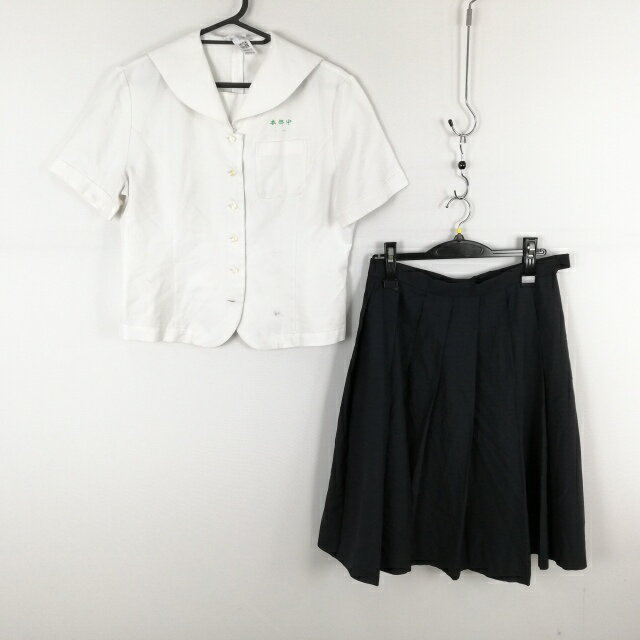 セーラー服 スカート 上下2点セット M トンボ 夏物 女子 学生服 宮崎本郷中学 白 制服 中古 ランクC NA9818