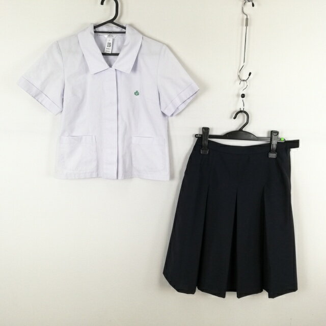 ブラウス スカート 上下2点セット 富士ヨット 夏物 女子 学生服 兵庫飾磨高校 白 制服 中古 ランクC NA9825