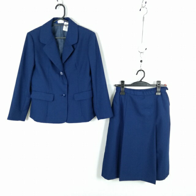 ブレザー スカート 上下2点セット 指定 155A 冬物 女子 学生服 中学 高校 花紺 制服 中古 ランクB NA9828