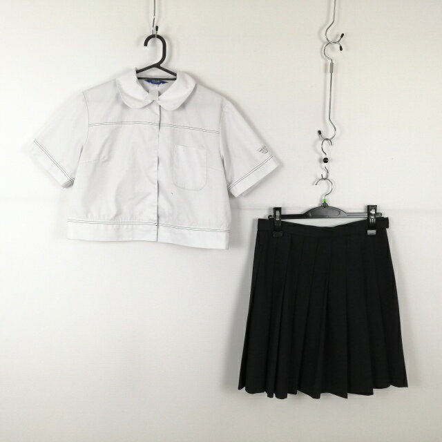 ブラウス スカート 上下2点セット 大きいサイズ 夏物 女子 学生服 鹿児島西紫原中学 白 制服 中古 ランクC NA9837