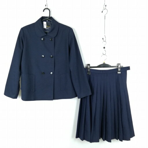 ジャケット スカート 上下2点セット 165A 大きいサイズ 冬物 女子 学生服 中学 高校 紺 制服 中古 ランクB EY0525 ジャケット スカート 上下2点セット 165A 大きいサイズ 冬物 女子 学生服 中学 高校 紺 制服 中古 ランクB EY0525