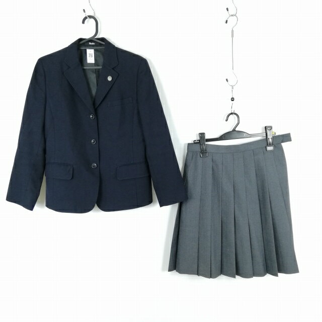 ブレザー スカート 上下2点セット 冬物 女子 学生服 香川英明高校 紺 制服 中古 ランクC EY0526