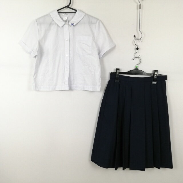 ブラウス スカート 上下2点セット M 夏物 女子 学生服 中学 高校 白 制服 中古 ランクC EY0532