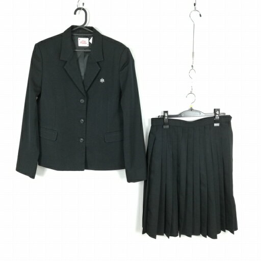 ブレザー スカート 上下2点セット 大きいサイズ カンコー 冬物 女子 学生服 高知安芸高校 黒 制服 中古 ランクB EY6476 ブレザー スカート 上下2点セット 大きいサイズ カンコー 冬物 女子 学生服 高知安芸高校 黒 制服 中古 ランクB EY6476