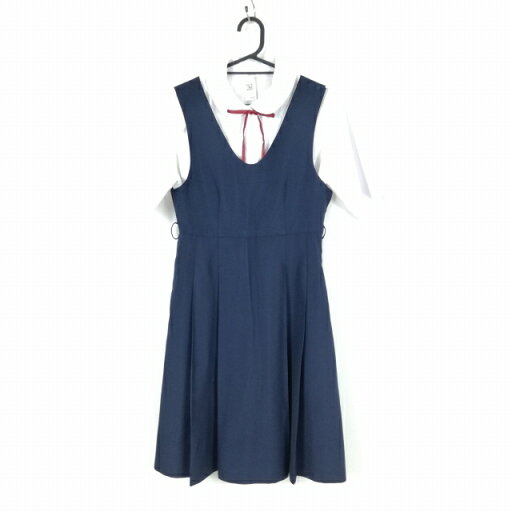 ジャンパースカート 紐タイ バスト78 ウエスト68 夏物 女子 学生服 中学 高校 紺 制服 中古 ランクC EY6480 ジャンパースカート 紐タイ バスト78 ウエスト68 夏物 女子 学生服 中学 高校 紺 制服 中古 ランクC EY6480