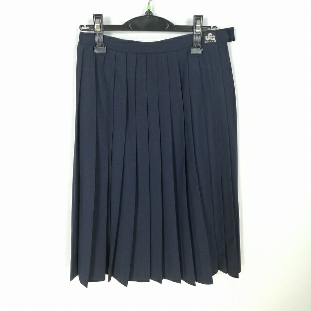 スクールスカート 夏物 w66-丈64 紺 兵庫松陽中学 プリーツ 学生服 制服 女子 中古 HK4371