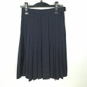 スクールスカート 夏物 w60-丈60 紺 中学 高校 プリーツ 学生服 制服 女子 中古 HK4374