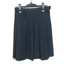 スクールスカート 夏物 w63-丈56 紺 奈良生駒高校 プリーツ 学生服 制服 女子 中古 HK4405