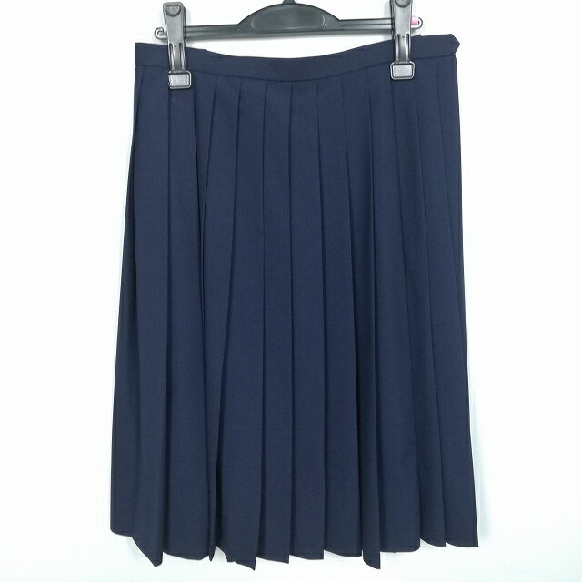 スクールスカート 大きいサイズ 夏物 w72-丈68 紺 中学 高校 プリーツ 学生服 制服 女子 中古 HK4419