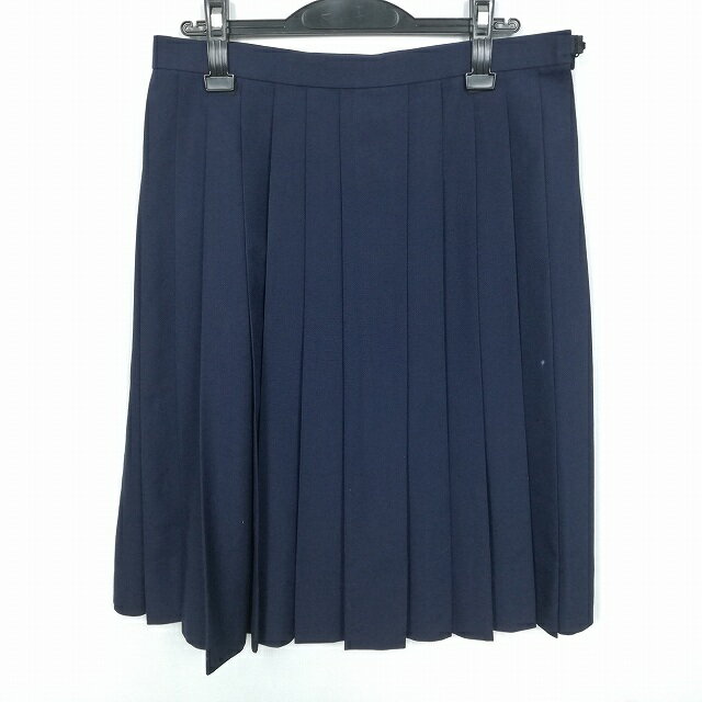 スクールスカート 大きいサイズ 夏物 w75-丈63 紺 中学 高校 プリーツ 学生服 制服 女子 中古 HK4425