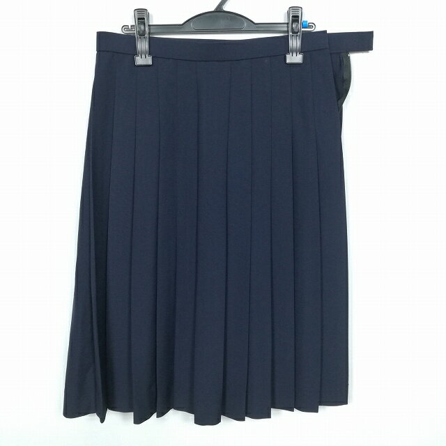 スクールスカート 大きいサイズ 夏物 w78-丈69 紺 中学 高校 プリーツ 学生服 制服 女子 中古 HK4429
