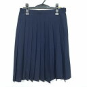 スクールスカート 夏物 w69-丈65 紺 中学 高校 プリーツ 学生服 制服 女子 中古 HK4435