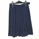 スクールスカート 夏物 w60-丈61 紺 中学 高校 プリーツ 学生服 制服 女子 中古 HK4483