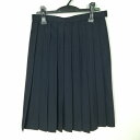 スクールスカート 夏物 w66-丈62 紺 中学 高校 プリーツ 学生服 制服 女子 中古 HK4493