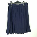 スクールスカート 冬物 w63-丈53 紺 中学 高校 プリーツ 学生服 制服 女子 中古 HK4501