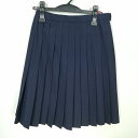 スクールスカート 冬物 w63-丈56 紺 中学 高校 プリーツ 学生服 制服 女子 中古 HK4547