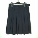 スクールスカート 冬物 w69-丈58 紺 中学 高校 プリーツ 学生服 制服 女子 中古 HK4549