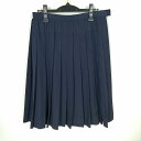 スクールスカート 冬物 w69-丈63 紺 中学 高校 プリーツ 学生服 制服 女子 中古 HK4553